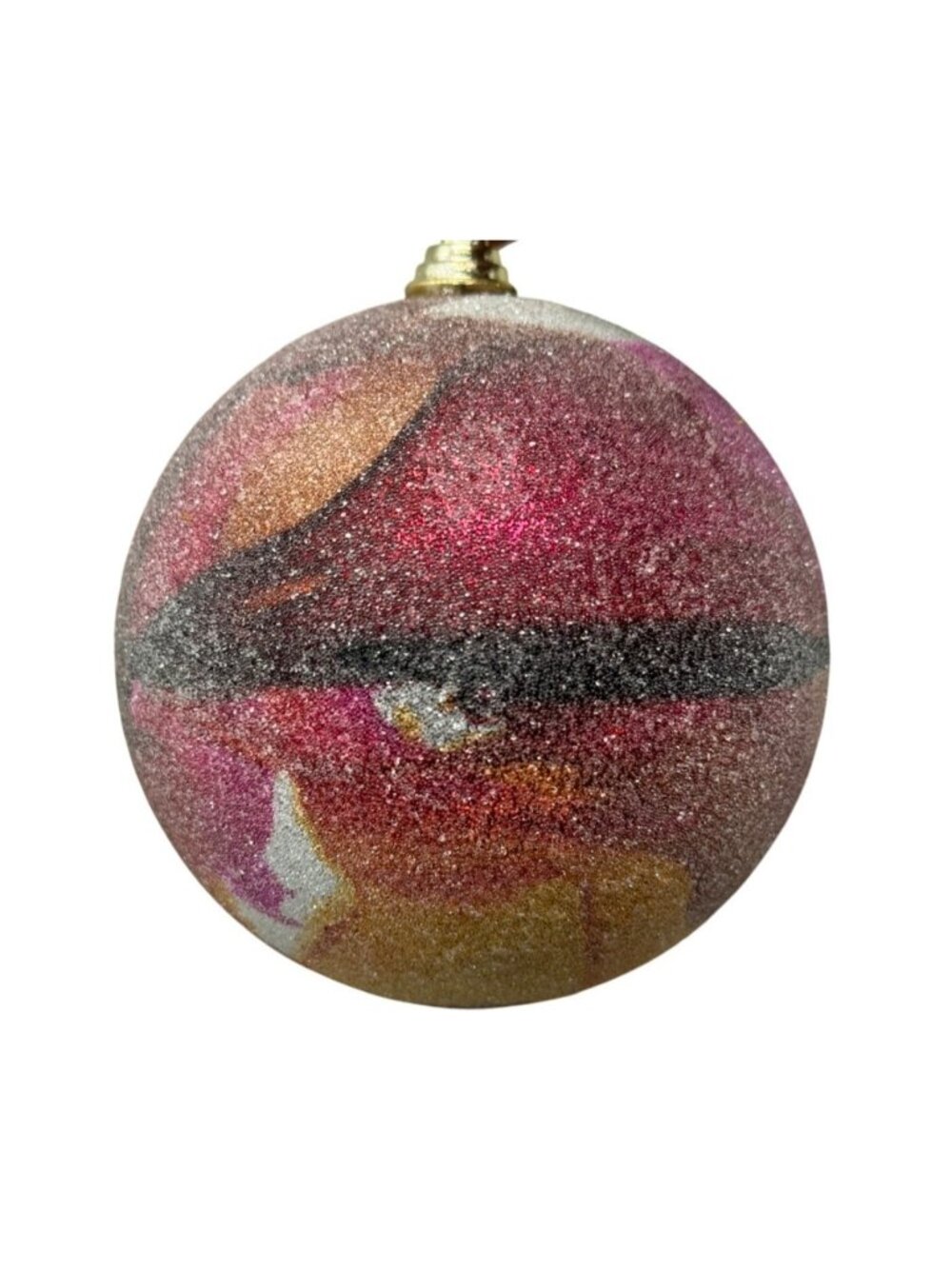 marble sparkle Christmas tree ornament orange pink gold 3" READ